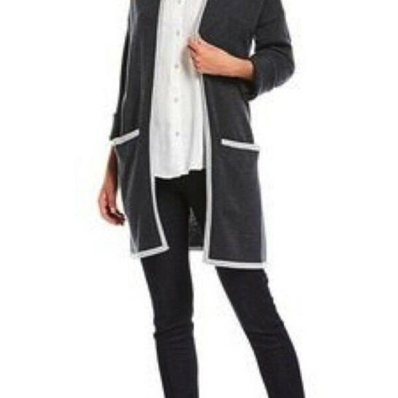 NWT 368.00 EILEEN FISHER MERINO WOOL CARDIGAN CHARCOAL Jacket - Picture 5 of 5